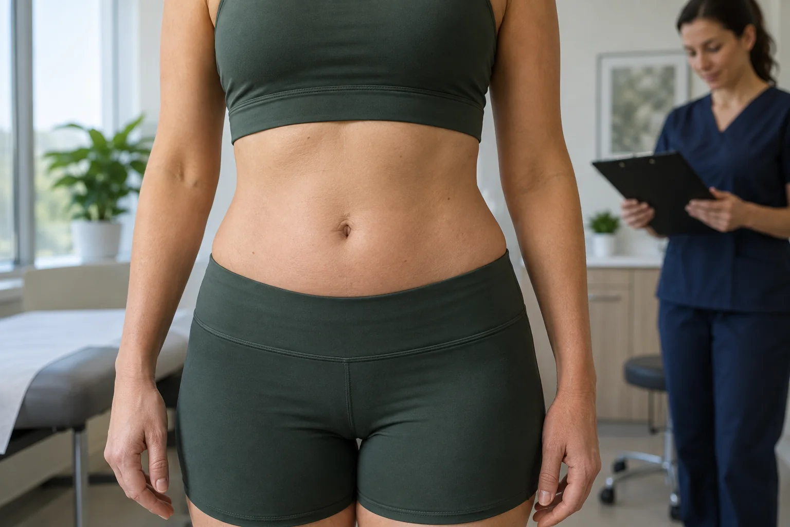 After a full tummy tuck, the navel heals through a new skin opening and its appearance continues to settle.